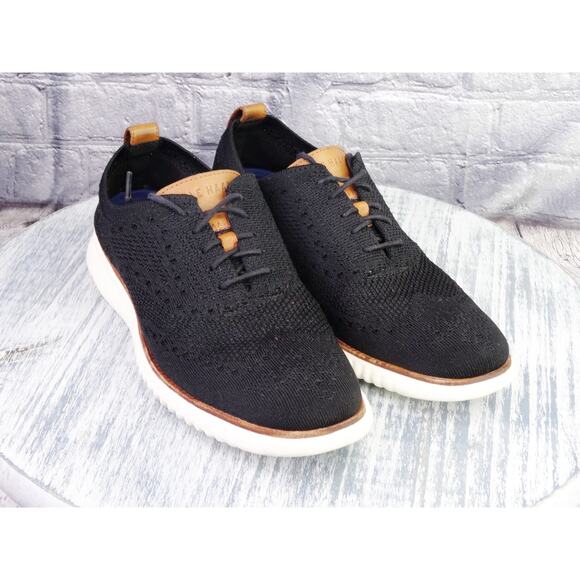 Cole Haan 2 Zero Grand Stitchlite Black Wingtip Oxford Shoes Men 8 Used No Box - Picture 2 of 12